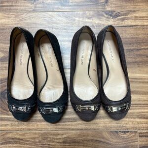 Lot of two Antonio Melani snake print Marva wedge heels, black & brown, size 7